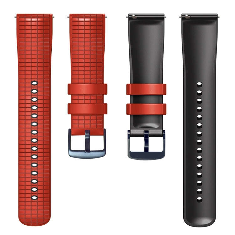 For Samsung Galaxy Watch Active 20mm Mesh Two Color Silicone Watch Band(Red Black)