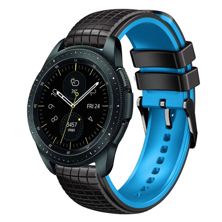 For Samsung Galaxy Watch 42mm 20mm Mesh Two Color Silicone Watch Band(Black Sky Blue)