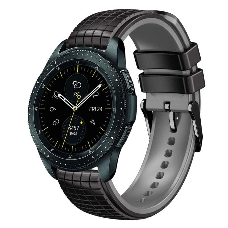 For Samsung Galaxy Watch 42mm 20mm Mesh Two Color Silicone Watch Band(Black Gray)