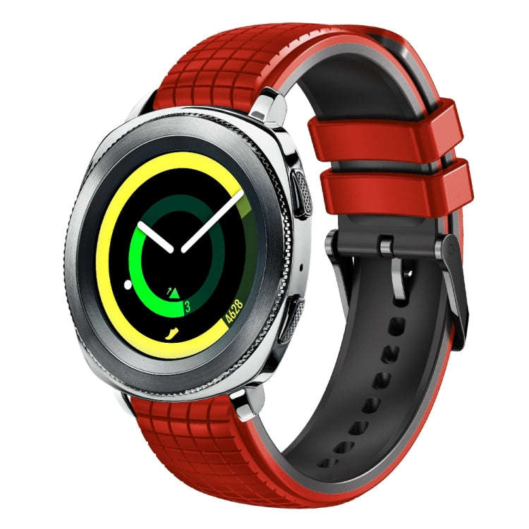 For Samsung Watch Gear Sport 20mm Mesh Two Color Silicone Watch Band(Red Black)
