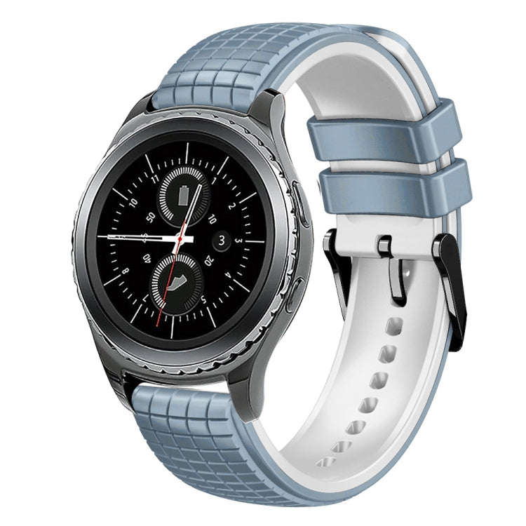 For Samsung Watch Gear S2 Classic 20mm Mesh Two Color Silicone Watch Band(Blue White)