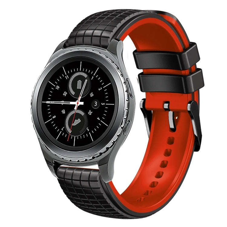 For Samsung Watch Gear S2 Classic 20mm Mesh Two Color Silicone Watch Band(Black Red)