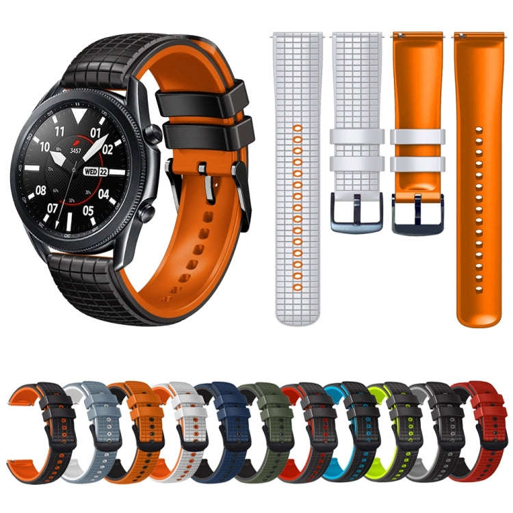 For Samsung Galaxy Watch Active 20mm Mesh Two Color Silicone Watch Band(White Orange)