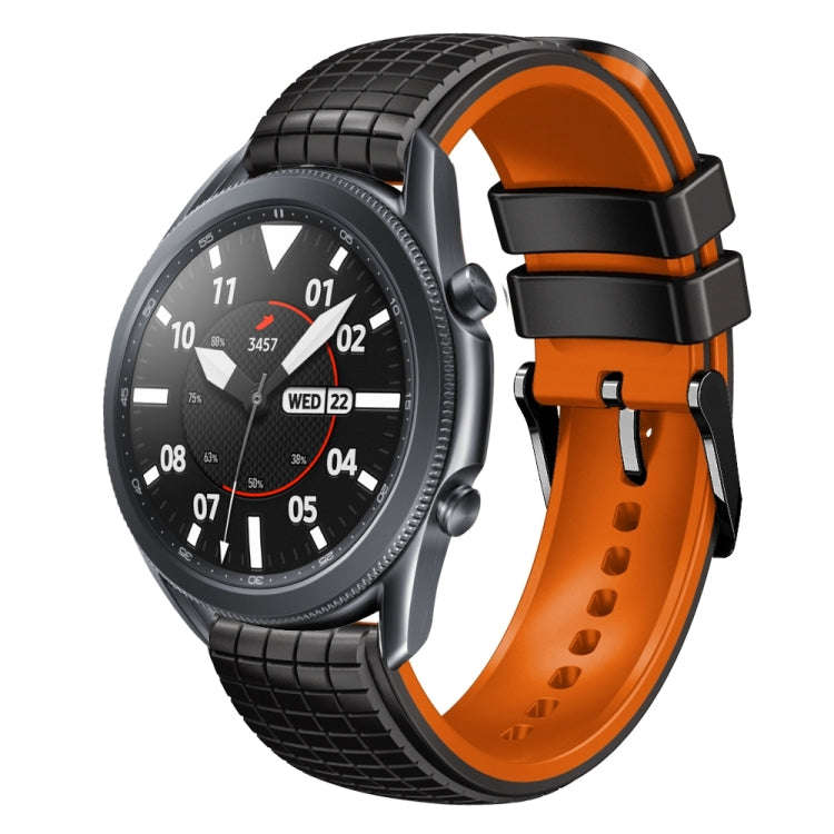 For Samsung Galaxy Watch3 45mm 22mm Mesh Two Color Silicone Watch Band(Orange Black)
