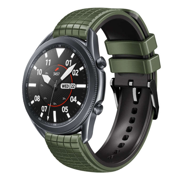 For Samsung Galaxy Watch3 45mm 22mm Mesh Two Color Silicone Watch Band(Black Gray)
