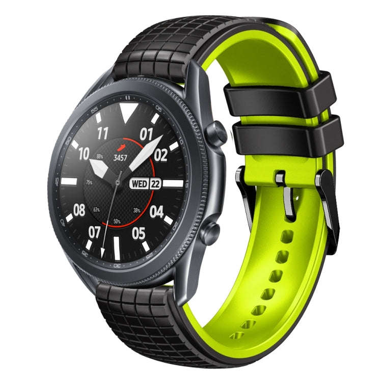 For Samsung Galaxy Watch3 45mm 22mm Mesh Two Color Silicone Watch Band(Black Sky Blue)