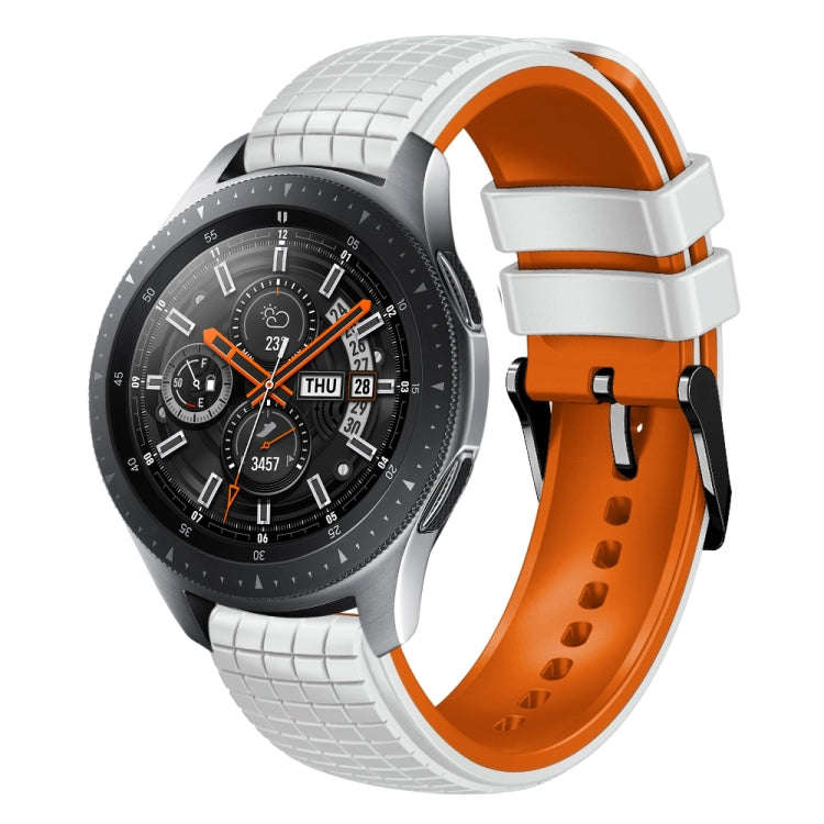 For Samsung Galaxy Watch 46mm 22mm Mesh Two Color Silicone Watch Band(White Orange)