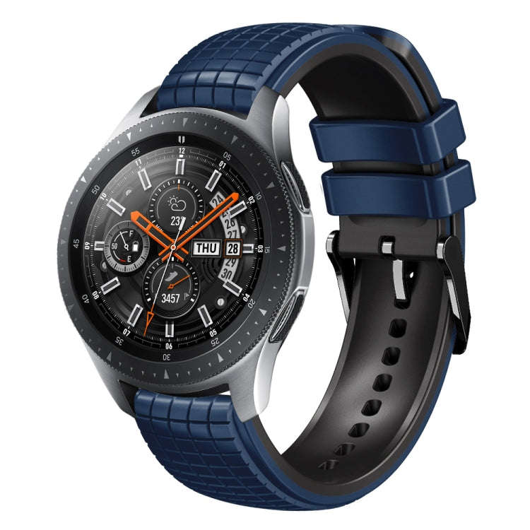 For Samsung Galaxy Watch 46mm 22mm Mesh Two Color Silicone Watch Band(Dark Blue Black)