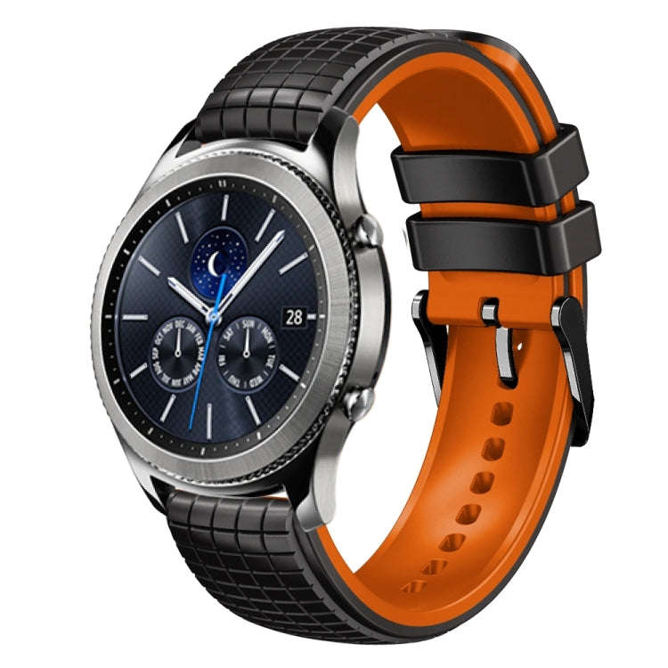 For Samsung Watch Gear S3 Classic 22mm Mesh Two Color Silicone Watch Band(Orange Black)