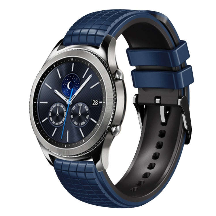 For Samsung Watch Gear S3 Classic 22mm Mesh Two Color Silicone Watch Band(Dark Blue Black)