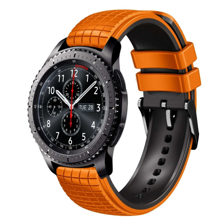 For Samsung Watch Gear S3 Frontier 22mm Mesh Two Color Silicone Watch Band(Army Green Black)
