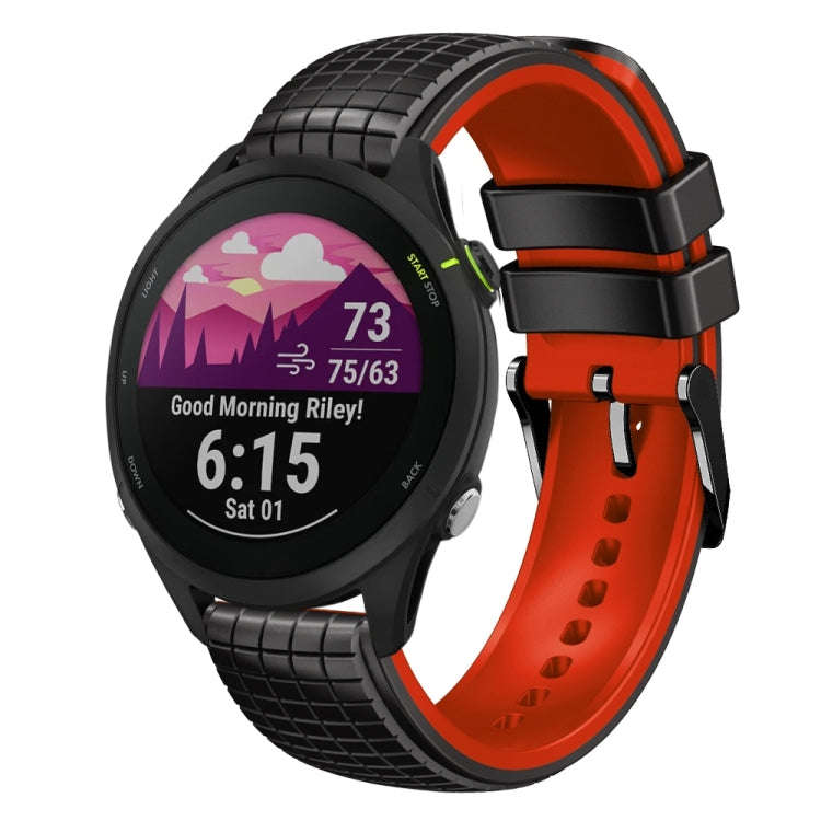 For Garmin Forerunner 255 22mm Mesh Two Color Silicone Watch Band(Red Black)