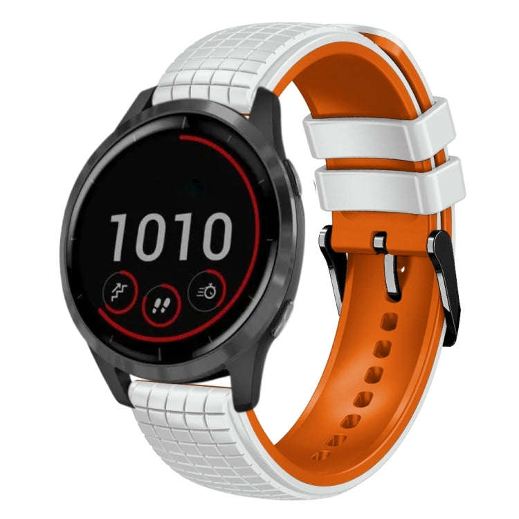 For Garmin Vivoactive 4 22mm Mesh Two Color Silicone Watch Band(White Orange)