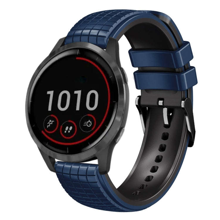 For Garmin Vivoactive 4 22mm Mesh Two Color Silicone Watch Band(Dark Blue Black)