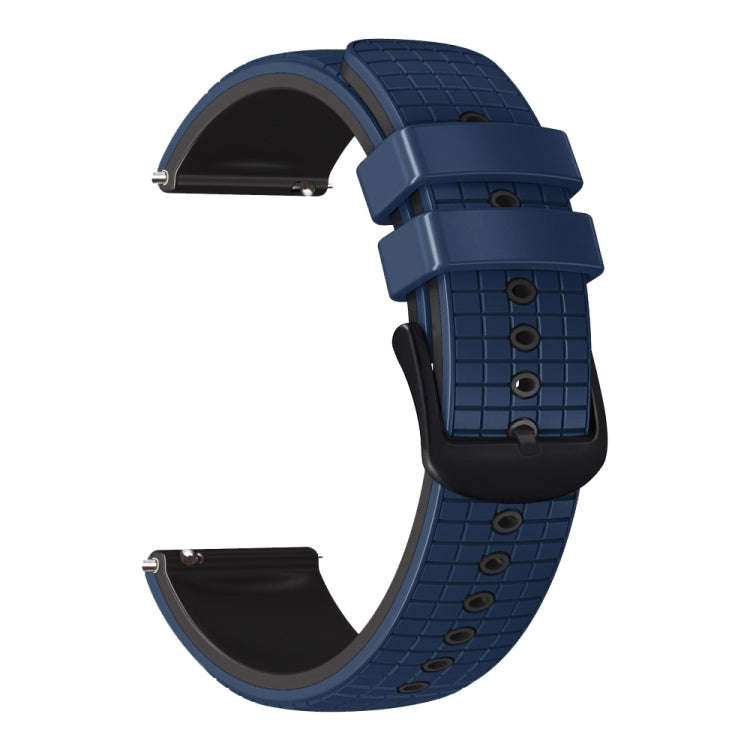 For Garmin Vivoactive 4 22mm Mesh Two Color Silicone Watch Band(Dark Blue Black)