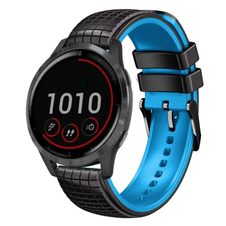 For Garmin Vivoactive 4 22mm Mesh Two Color Silicone Watch Band(Black Lime)