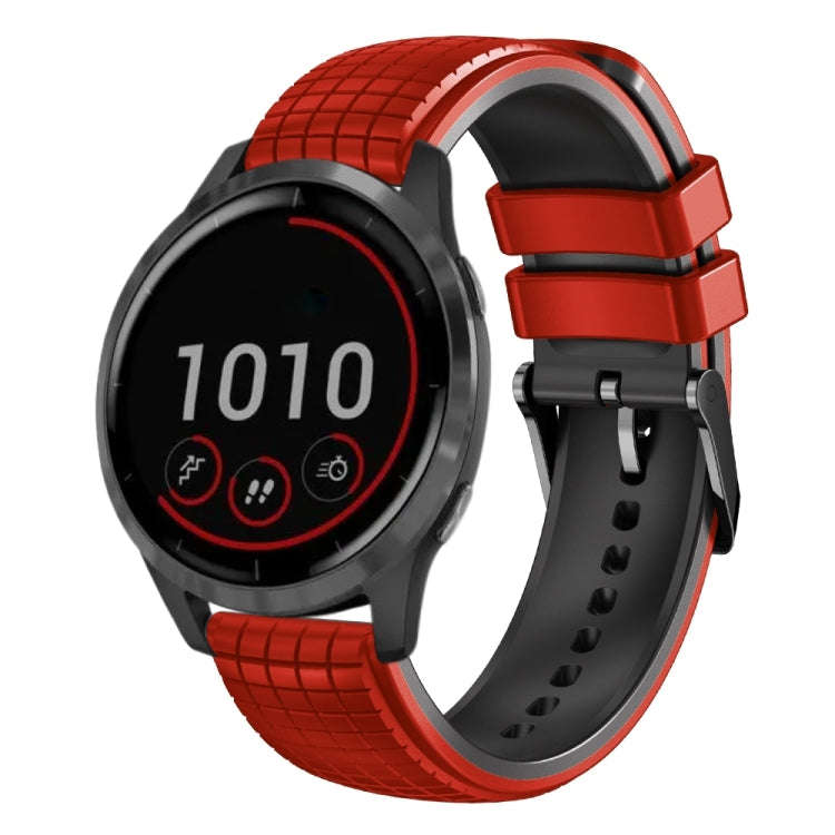For Garmin Vivoactive 4 22mm Mesh Two Color Silicone Watch Band(Black Red)
