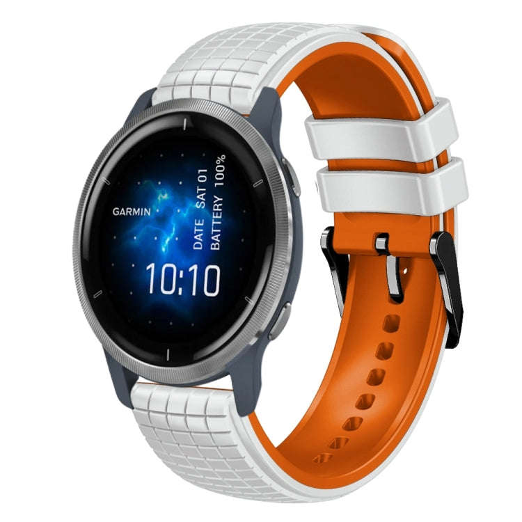 For Garmin Venu 2 22mm Mesh Two Color Silicone Watch Band(White Orange)
