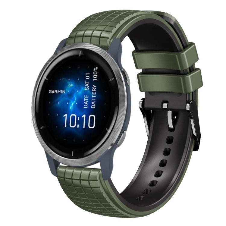 For Garmin Venu 2 22mm Mesh Two Color Silicone Watch Band(Black Gray)