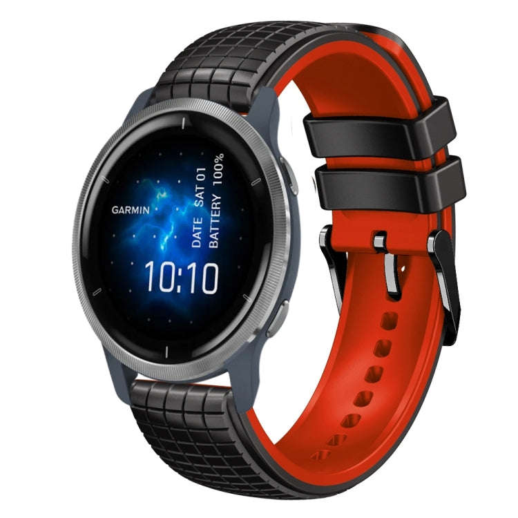 For Garmin Venu 2 22mm Mesh Two Color Silicone Watch Band(Red Black)