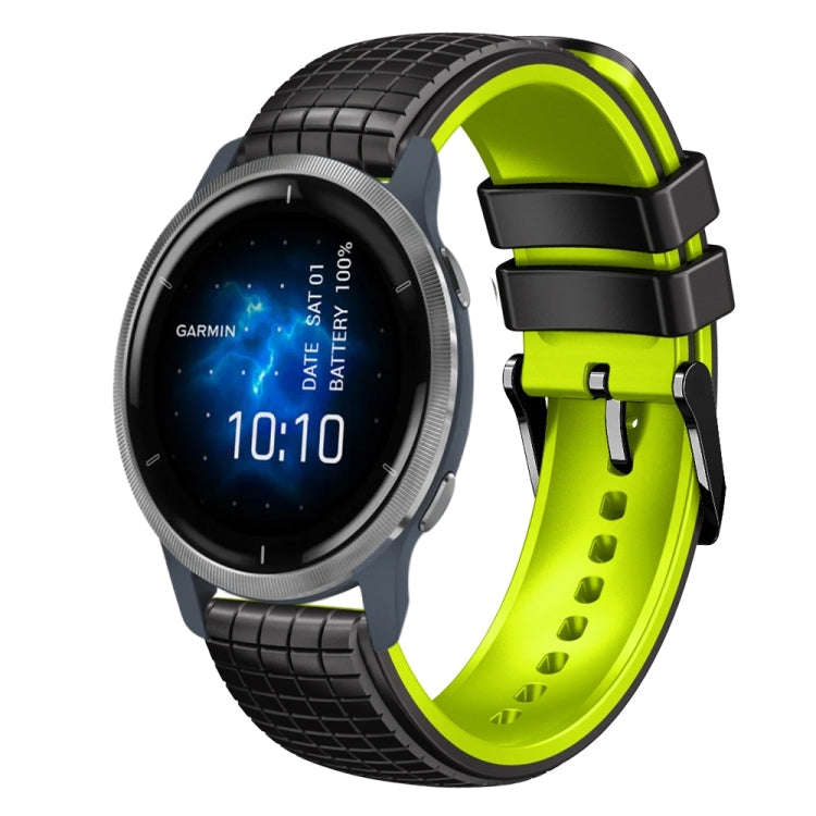 For Garmin Venu 2 22mm Mesh Two Color Silicone Watch Band(Black Sky Blue)