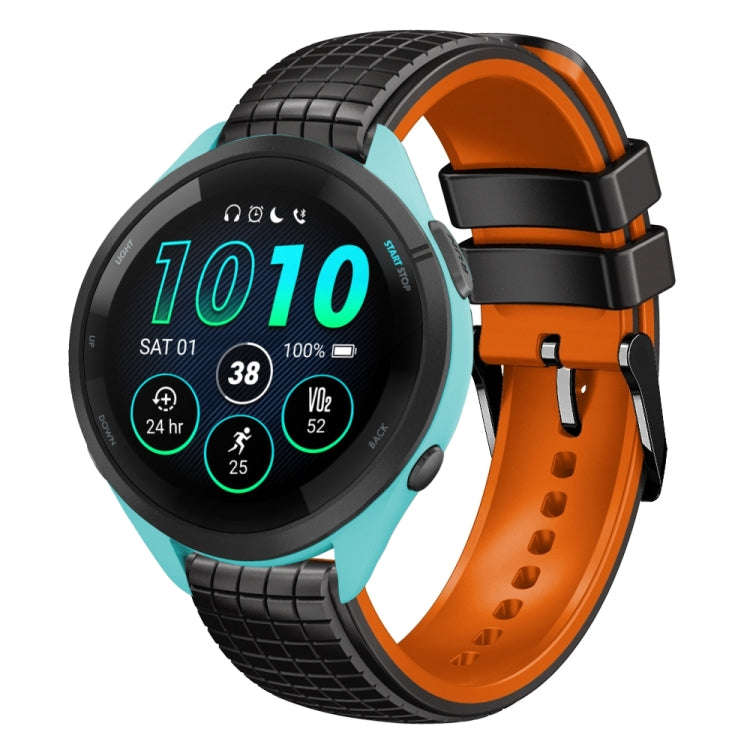 For Garmin Forerunner265 Music 22mm Mesh Two Color Silicone Watch Band(Orange Black)