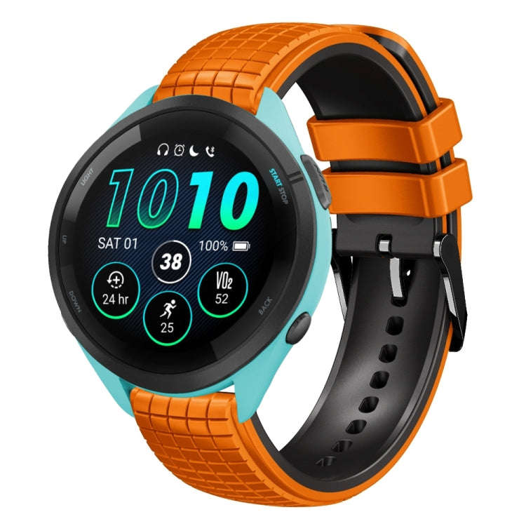 For Garmin Forerunner265 Music 22mm Mesh Two Color Silicone Watch Band(Army Green Black)