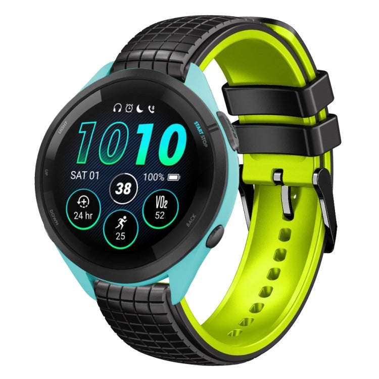 For Garmin Forerunner265 Music 22mm Mesh Two Color Silicone Watch Band(Black Sky Blue)
