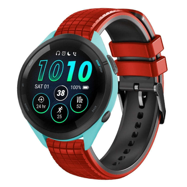 For Garmin Forerunner265 Music 22mm Mesh Two Color Silicone Watch Band(Black Red)