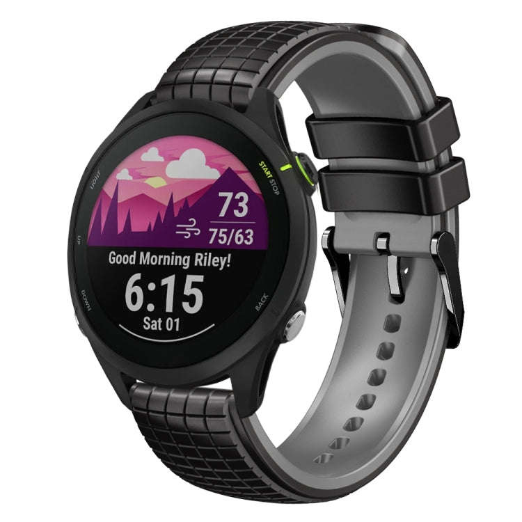 For Garmin Forerunner 255 Music 22mm Mesh Two Color Silicone Watch Band(Black Orange)
