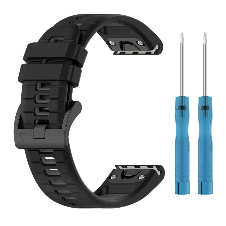 For Garmin Fenix 7X Sports Two-Color Quick Release Silicone Watch Band(Black+Gray)
