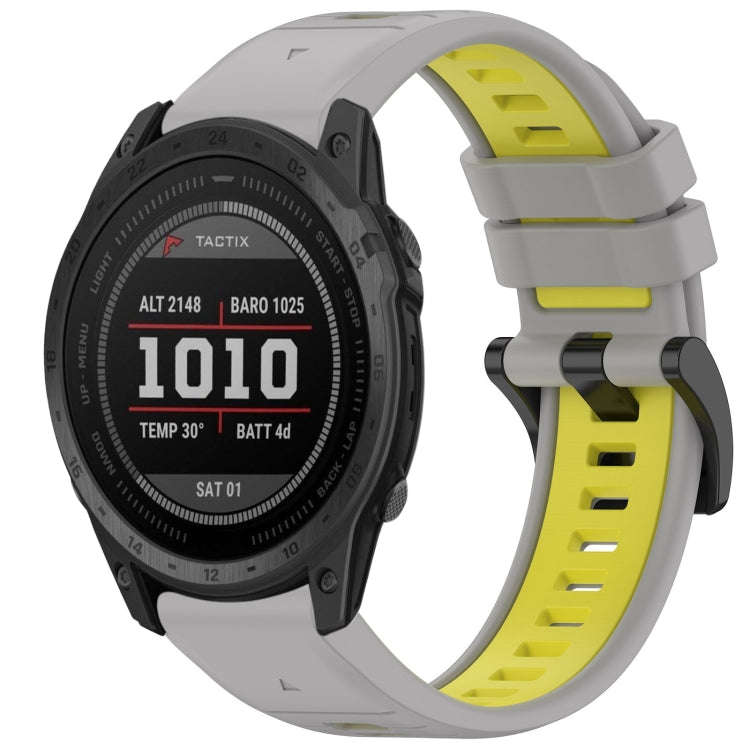 For Garmin Tactix 7 Sports Two-Color Quick Release Silicone Watch Band(Gray+Yellow)