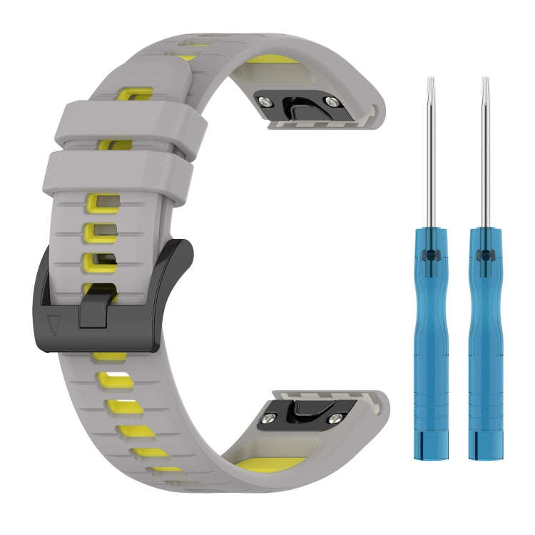 For Garmin Tactix 7 Sports Two-Color Quick Release Silicone Watch Band(Gray+Yellow)