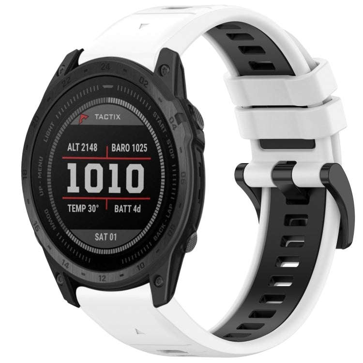 For Garmin Tactix 7 Sports Two-Color Quick Release Silicone Watch Band(White+Black)