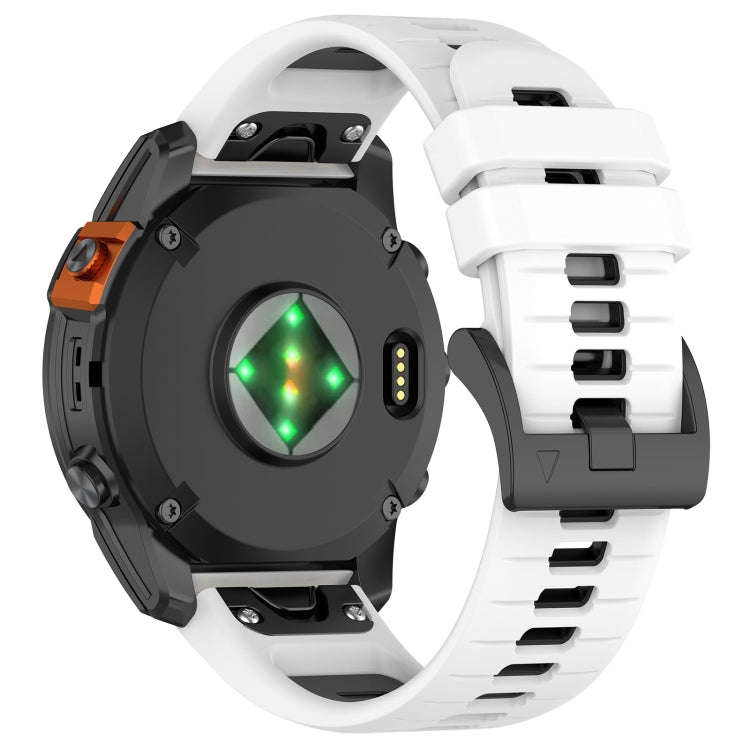 For Garmin Tactix 7 Sports Two-Color Quick Release Silicone Watch Band(White+Black)