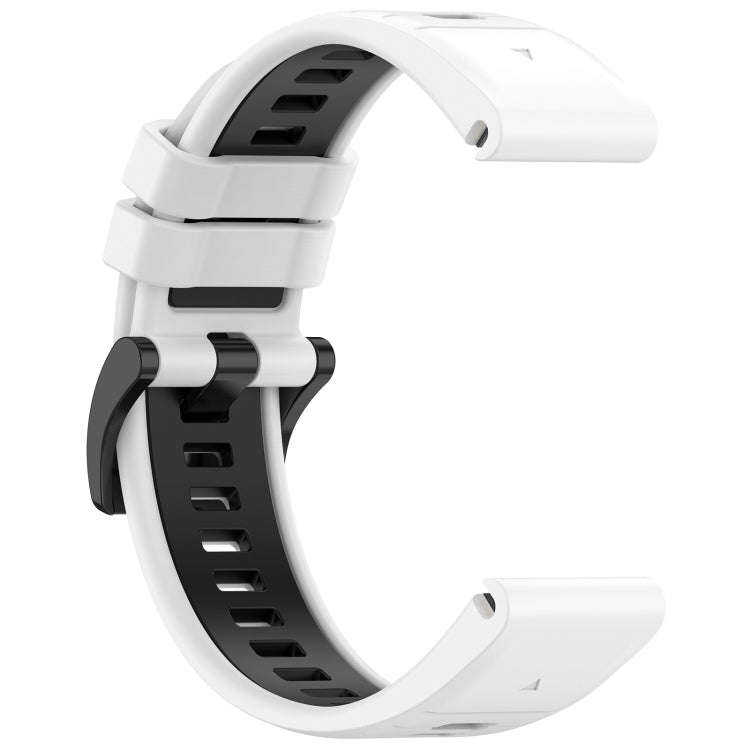 For Garmin Tactix 7 Sports Two-Color Quick Release Silicone Watch Band(White+Black)