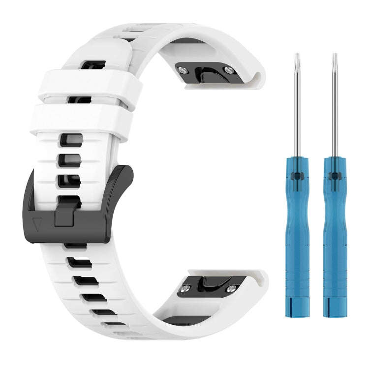 For Garmin Tactix 7 Sports Two-Color Quick Release Silicone Watch Band(White+Black)