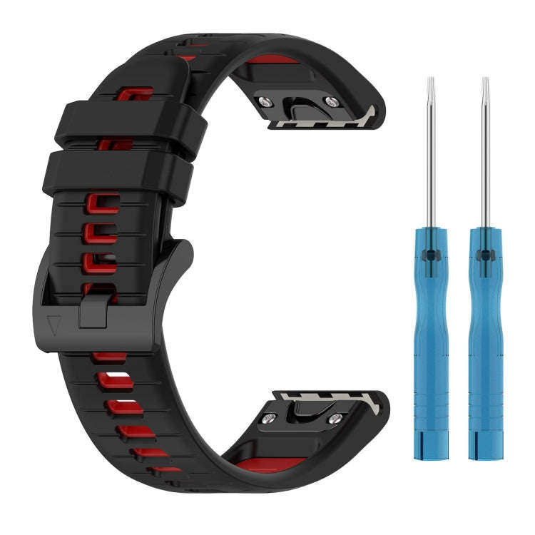 For Garmin Tactix 7 Sports Two-Color Quick Release Silicone Watch Band(Black+Red)