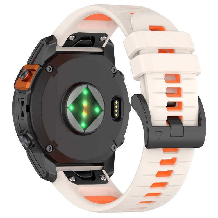 For Garmin Tactix Delta Sports Two-Color Quick Release Silicone Watch Band(Starlight+Orange)