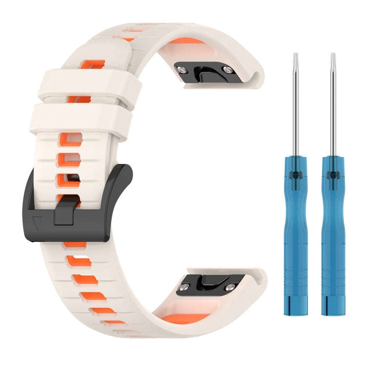 For Garmin Tactix Delta Sports Two-Color Quick Release Silicone Watch Band(Starlight+Orange)