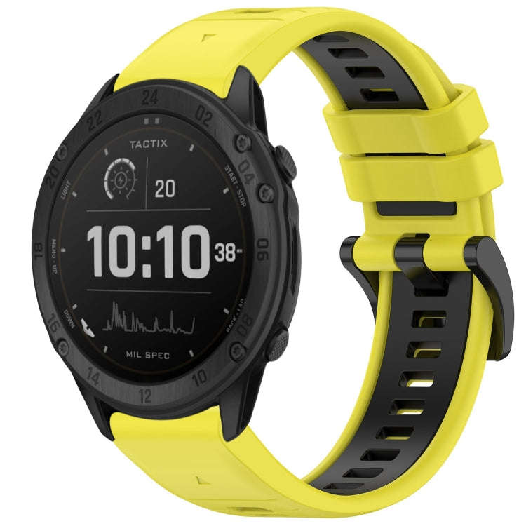 For Garmin Tactix Delta Sports Two-Color Quick Release Silicone Watch Band(Yellow+Black)