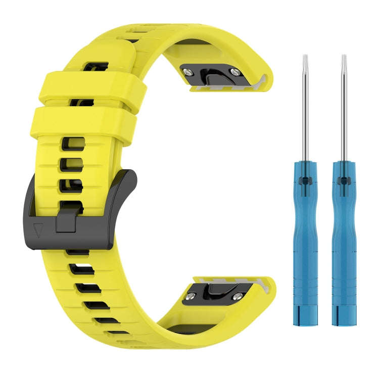 For Garmin Tactix Delta Sports Two-Color Quick Release Silicone Watch Band(Yellow+Black)