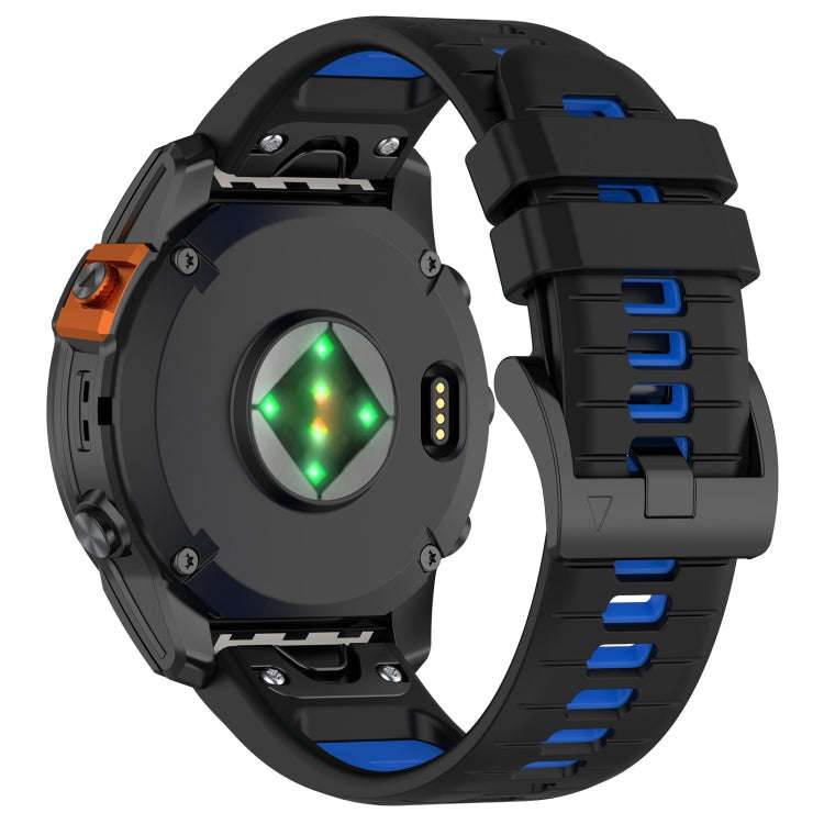 For Garmin Tactix Delta Sports Two-Color Quick Release Silicone Watch Band(Black+Blue)