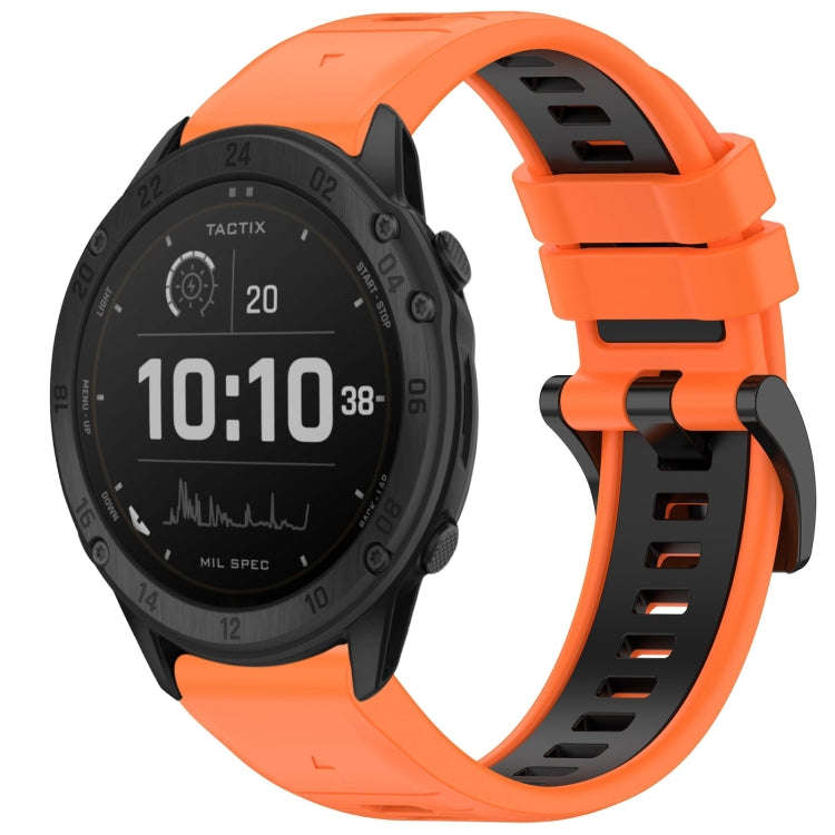 For Garmin Tactix Delta Sports Two-Color Quick Release Silicone Watch Band(Orange+Black)