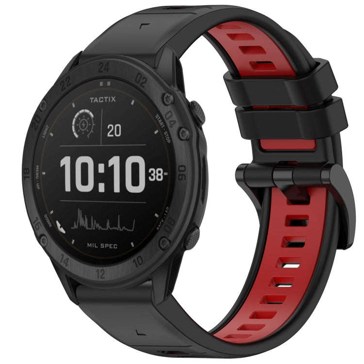For Garmin Tactix Delta Sports Two-Color Quick Release Silicone Watch Band(Black+Red)