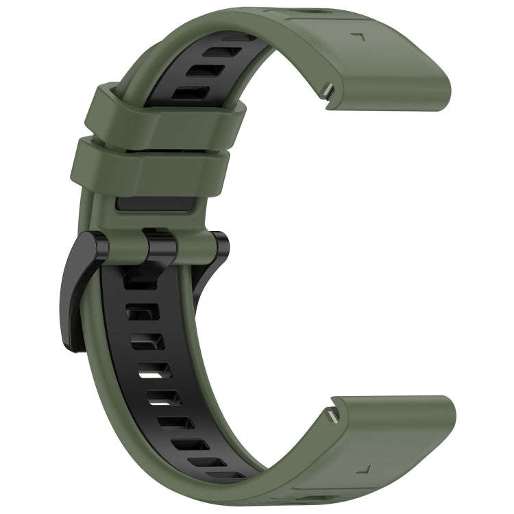 For Garmin Fenix 6X Sapphire GPS Sports Two-Color Quick Release Silicone Watch Band(Olive Green+B...
