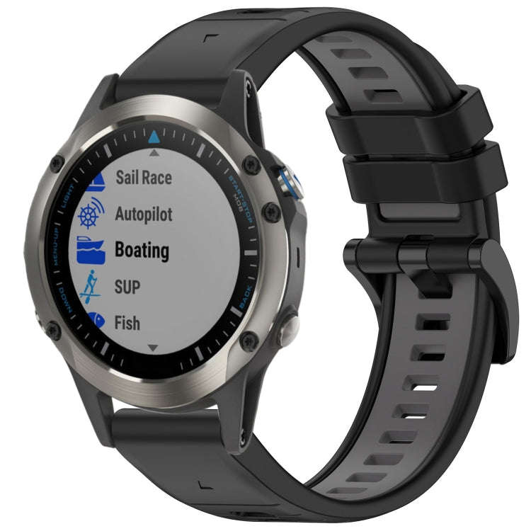 For Garmin Fenix 5X Sapphire / GPS / Plus Sports Two-Color Quick Release Silicone Watch Band(Blac...