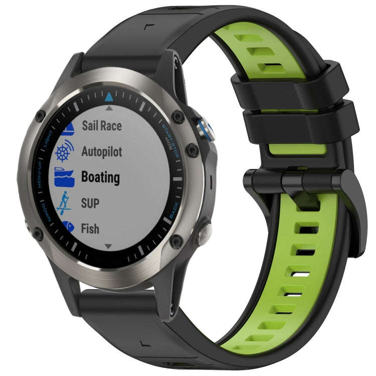 For Garmin Fenix 5X Sapphire / GPS / Plus Sports Two-Color Quick Release Silicone Watch Band(Blac...