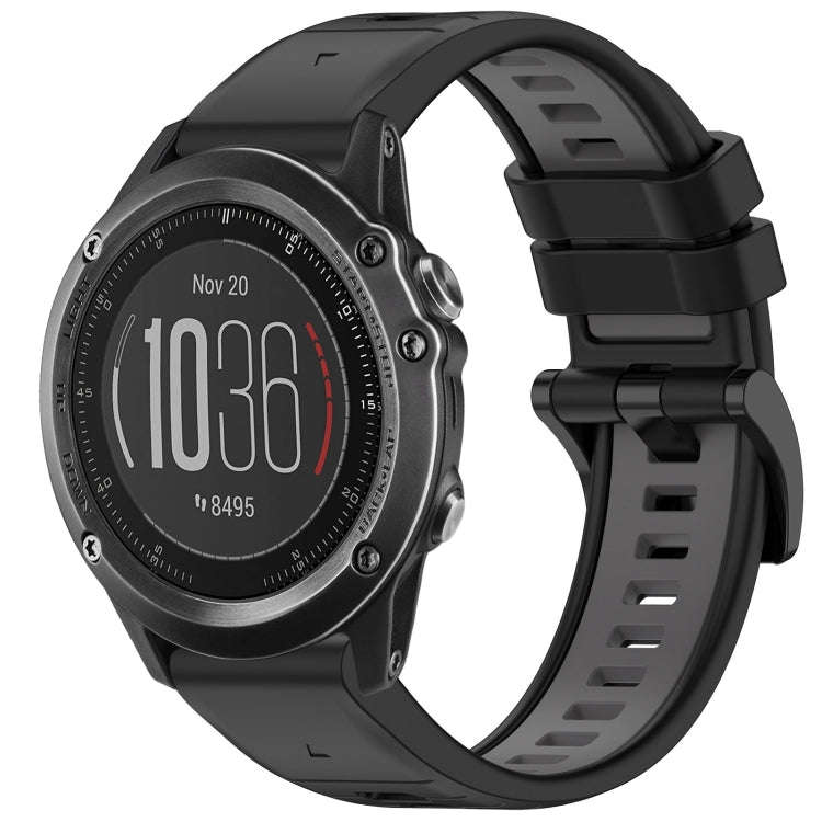 For Garmin Fenix 3 / Fenix 3 HR / Sapphire Sports Two-Color Quick Release Silicone Watch Band(Bla...