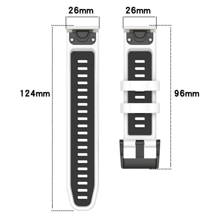 For Garmin Fenix 6X GPS Sports Two-Color Quick Release Silicone Watch Band(Black+Gray)
